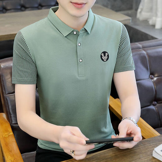 Pushui Fangfang Summer Herren-Polo-Hemd-Baumwollkurzschläuche koreanischer Stil Trendy Design 687 Aprikosenfarbe 2xl [180140-155jin [Jin gleich 0,5 kg]]