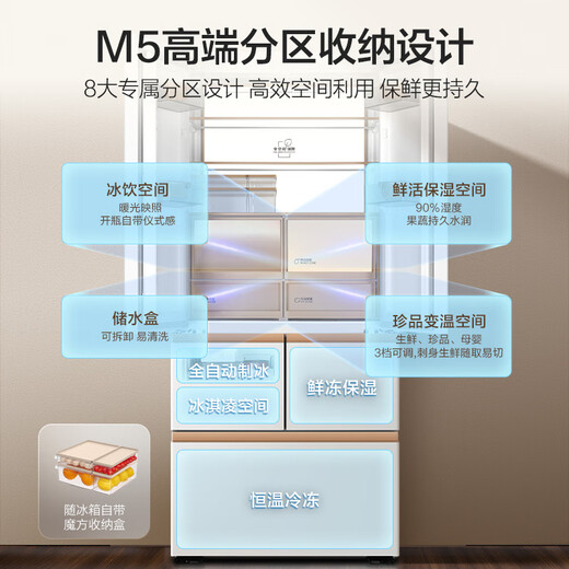 Haier's top-of-the-line machine, Mailang 512Ultra+, five-door AI fully automatic ice making French ultra-thin household refrigerator BCD-512WGHMDBGVSU1