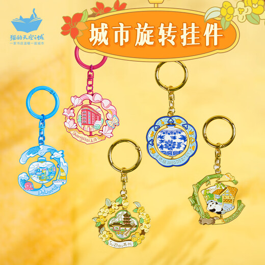 猫的天空之城（MOMISKY）金属旋转钥匙扣创意生日礼物女孩 成都-旋转金属挂件