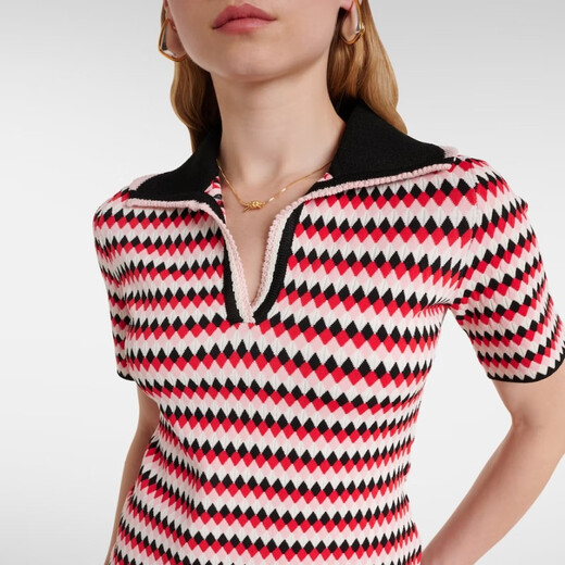 La Doublej [chinesisches Valentinstagsgeschenke] Checkers gestrickt Polo -Hemd P01051950 Beige XS XS
