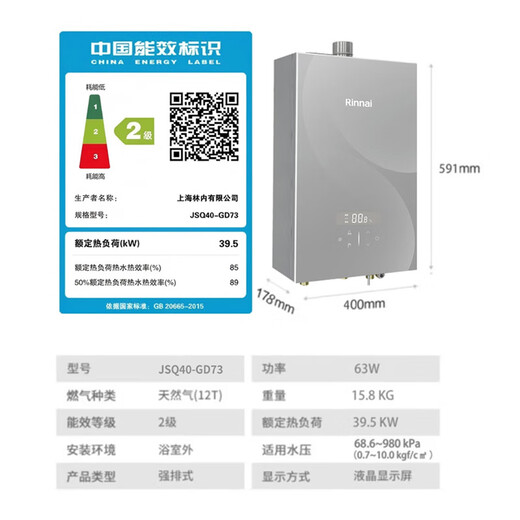 Rinnai Master Series 20L Large Liter Gas Water Heater Full Water Servo Constant Temperature Large Water Volume Water Heater 0.5 Temperature Adjustment 20GD73 (JSQ40-GD73)