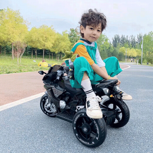 Dianmai can sit on people 1-5 years old, charging remote control children's electric motorcycle tricycle for boys and girls, toy car, high-grade gray - small battery - single drive - music and lighting