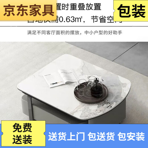 
Rock slab tea table modern simple living room home coffee table small apartment rotating Italian rock slab tea table TV cabinet 14070 Fish belly white rotating tea table 100 real rock slab
