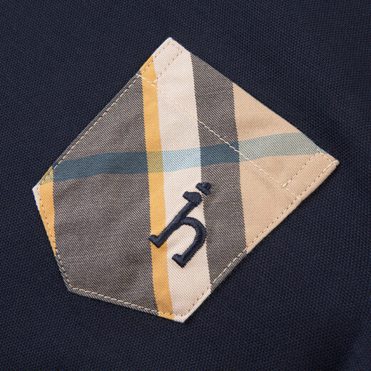 HAZZYS children's clothing boys' crew neck shirt autumn new pique stitching long-sleeved T-shirt navy 165