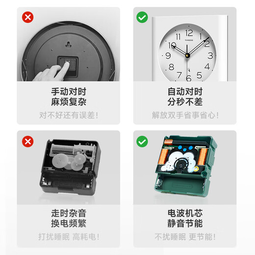 Timess2025 new square radio wave wall clock living room perpetual calendar clock wall hanging table temperature and humidity silent 32.5cm