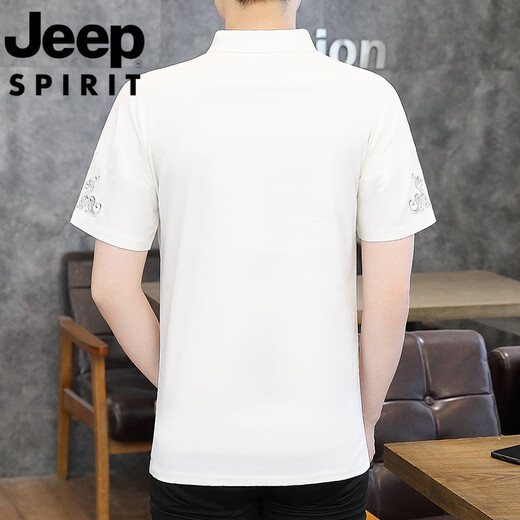 JEEP SPIRIT吉普冰丝短袖t恤男士新款男装中国风V领半袖夏季薄款中式盘扣体恤 E9871黑色 (冰丝滑料) 5XL