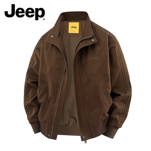 Jeep (JEEP) American genuine American cotton work jacket top men's spring and autumn trendy brand heavyweight stand-up collar flight jacket autumn and winter black regular shopping mall same style XL suitable for 145Jin Jin equals about 0.5 kg