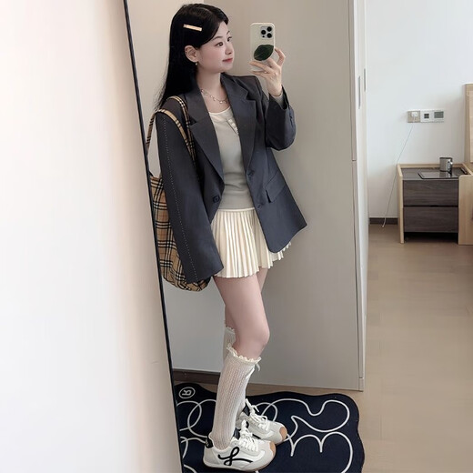 Langsha Organ Pleat Women's Autumn 2025 New High Waist Suit Skirt Slimming Anti-Exposed A-Line JK Skirt