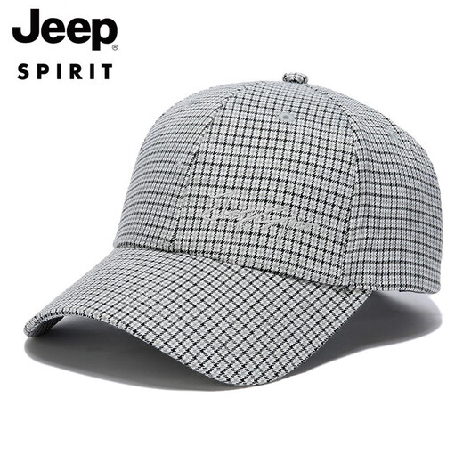 JEEP SPIRITJEEP Jeep Hat Men's and Women's Baseball Cap Houndstooth Fashion Trendy Sun Protection Sun Hat Peaked Cap Versatile Breathable Brown One Size (56-61cm) Adjustable Size