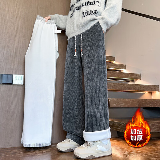 Orange Eight Star Sky Texture Velvet Thickened Casual Pants Autumn and Winter Pattern Pants Men's Straight Pants Loose and Versatile Sports Pants Black XL