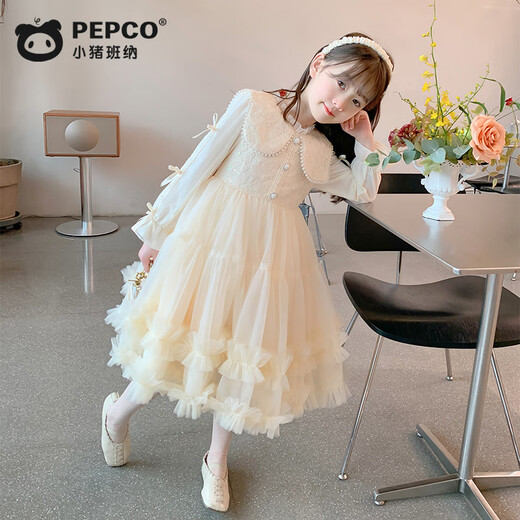 Piggy Banner (PEPCO) Children's Princess Dress Autumn and Winter Girls Fashionable Birthday Winter Dress Girls Dress Autumn and Winter Champagne 130