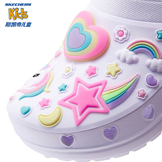 Skechers Skechers mall same style girls casual slip-on sneakers summer new flashing sandals 308406L white/multi-color/WMLT 36