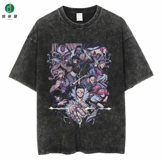 Youdi Harajuku Hip-Hop Camiseta de algodón de algodón Lavado de anime japonés Hunter Hunter Hunter X Hunter B1342 Lavado de negro S