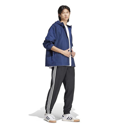 阿迪达斯 （adidas）官方舰店网三叶草夹克男装 春夏新款运动休闲跑步训练健身外套男 IR9858深蓝 XS -42