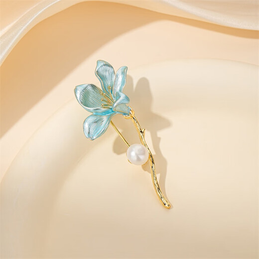 Qlady magnolia freshwater pearl brooch high-end women's brand corsage anti-exposure pin silk scarf buckle Mid-Autumn Festival gift