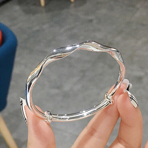 新款莫比乌斯扭纹手镯女纽线波浪亮面简约素圈感闺蜜手镯手饰 M1478【扭纹手镯1个装】