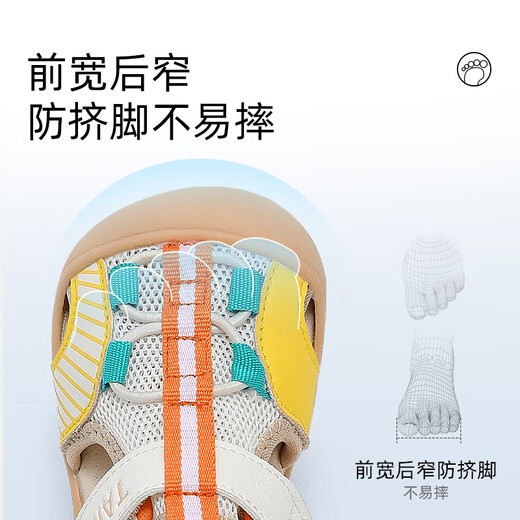泰兰尼斯夏季新款婴幼儿步前鞋透气学步童鞋机能鞋女宝防滑凉鞋白/黄17