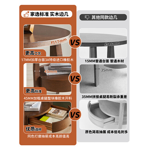 Jiayi solid wood small coffee table simple sofa side cabinet living room side table small round table creative side table tea table bedside table