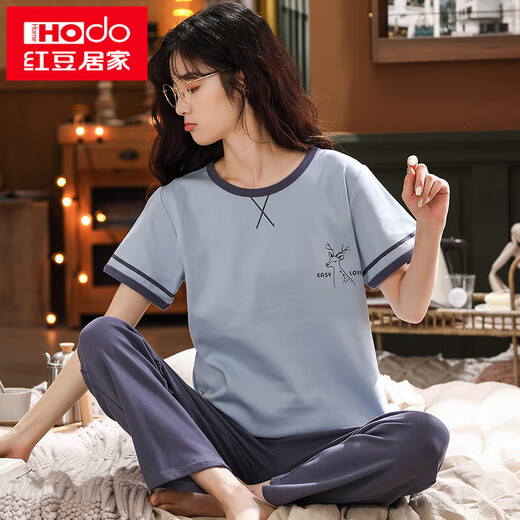 Pajama de frijoles rojos (hodo) para mujeres en el jersey de verano algodón puro pantalones de manga corta MM más grasa más grasa más gran tamaño suelto 200 jin [Jin equivale a 0.5 kg] ropa de hogar de dibujos animados 3519 pantalones de manga corta de chincheta blanca m estándar de mujeres_80-100 jin [Jin igual 0.5 kg]