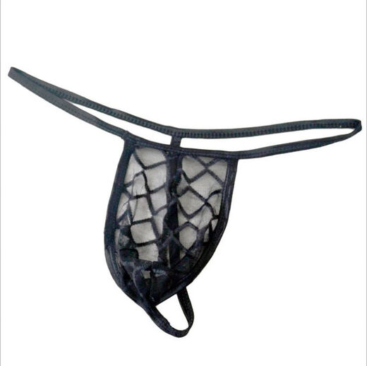 Men's Sexy Underwear Men's Special Thong Transparent Mesh T-Pants Showing Buttocks and Flirting Black L