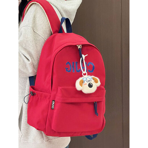 Kuang Rui schoolbag junior high school birthday style retro large capacity casual high school college student backpack lightweight high-value backpack blue (with pilot dog pendant)