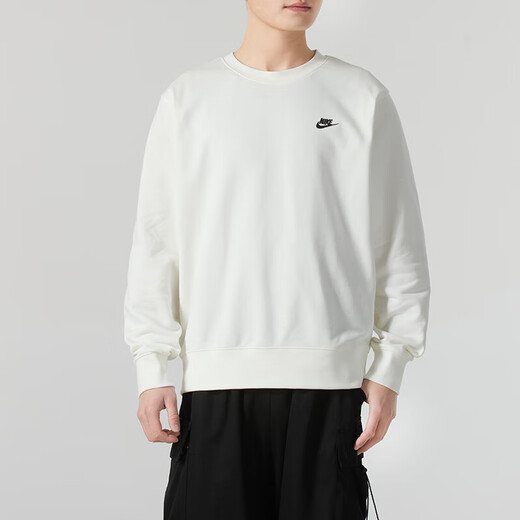 Nike (NIKE) sports suit sweatshirt men's 25 spring new fitness training pullover fashionable sweatpants trousers two-piece set FN3889-133/white+FN3802-010/black M
