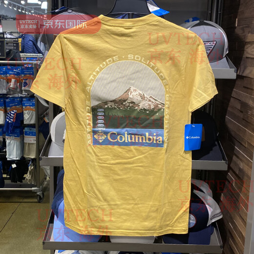哥伦比亚（Columbia）男士夏季图案印花运动圆领短袖文化衫T恤 HYB1463-DARK POOL孔雀蓝 M 美 胸围50