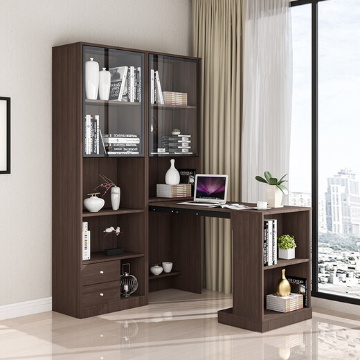 UFSAGCG Corner Pliage Biber étagère intégrée Simple Modern Student Home Desk Ordinking Bureau Écriture Bibliothèque Single Armoire + Table pliante supérieure Longueur gris foncé 1396 * 35