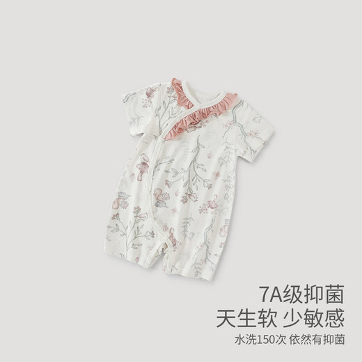 
Bali pig baby clothes summer thin baby girl princess ha-shi Modal short-sleeved newborn ins wind baby jumpsuit shallow wind Qilin 73cm