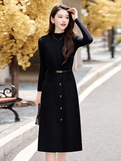 TJQ ​​Luxury High-End-Marke Strickkleid für Frauen 2025 Herbst neuer Stil Slim Fit Slim Basis Mode Rock Camel M schlägt vor, dass 105jin [Jin gleich 0,5 kg entspricht]