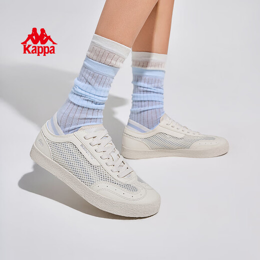 KAPPA women's shoes, low top shoes, women's 2025 summer new breathable mesh sneakers, women's light white shoes, women's winter white 37