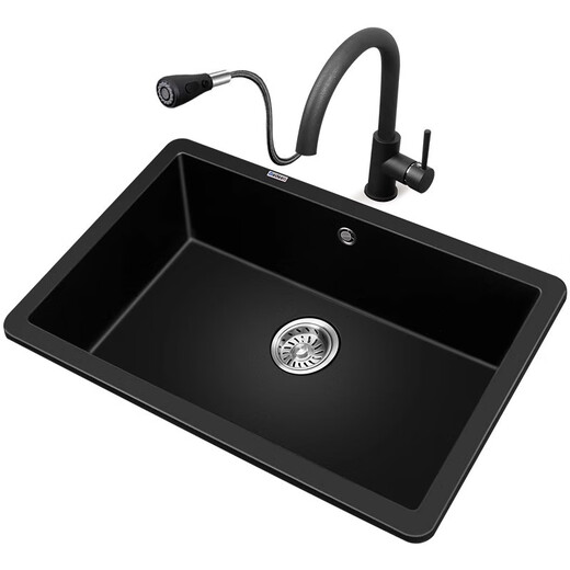 
Yidiou Quartz Stone Kitchen Sink Washing Basin Granite Washing Basin Large Single Tank Washing Basin 7170 Limited time order to send drain basket reinforcement with undercounter basin