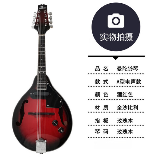 天鹅（SWAN）西洋乐器八弦曼陀铃琴 电声曼陀林吉他琴 民族乐器藏族曼陀铃琴 电声款透明黑亮光沙比利材质