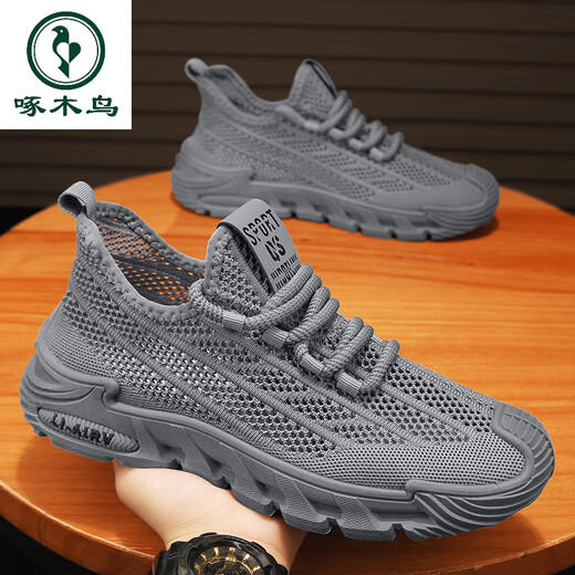 Specht gebrochene Größe atmungsaktives Netz Brot Kopfsandalen Sport laufen weiche Sohle Hole Schuhe Männer AQ9221 Schwarz Sportschuh Größe 41