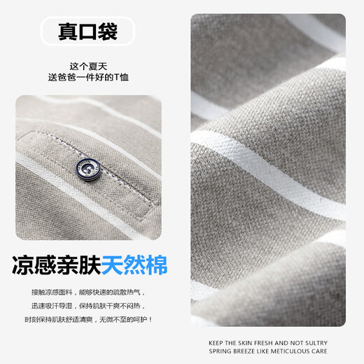 
LEOSOXS middle-aged daddy summer short-sleeved t-shirt 50-year-old polo shirt top summer thin middle-aged and elderly men grandfather CJ9904 blue M 165