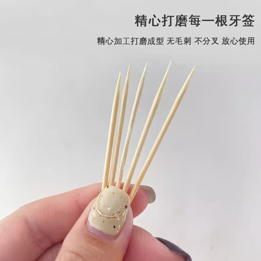Toothpicks Bamboo skewers fine toothpick box wholesale disposable household high-end two-end toothpick portable two-end toothpick artifact 200 pieces 1 pack only toothpicks