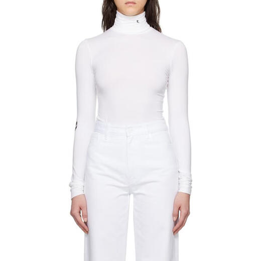 RAF SIMONS女士高弹莫代尔长袖高领套头毛衣秋冬显瘦百搭针织衫 白色 均码 |XL