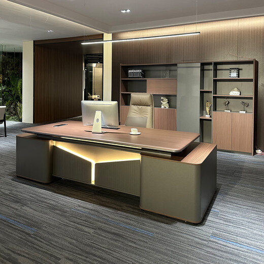 Aosenming boss desk office desk light luxury ENF level executive desk office president desk and chair combination workbench 1.6 meters small desk (single cabinet)