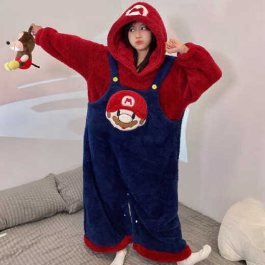 桑琴搞怪情侣连体睡衣男女款秋冬季加厚珊瑚绒卡通大码睡袋毛绒家居服 单件睡袍 4840单袍 M
