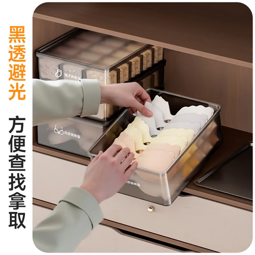 Jia helper underwear and socks storage box household underwear compartment artifact student dormitory wardrobe storage box 15 compartments with cover sock storage