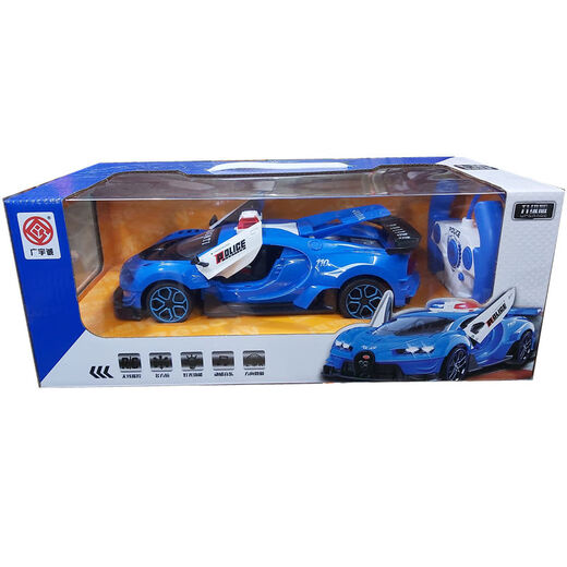 Toothless Warrior Wireless Remote Control Police Car Charging Children's Boy Electric Toy Car Model Racing One 26CM Open Door Rambo Racing-Blue 6234