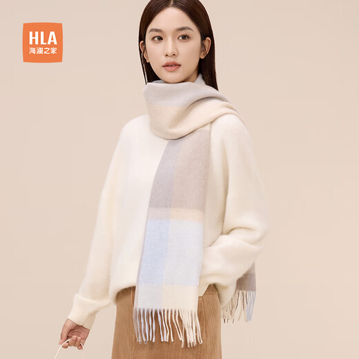 Heilan House women's scarf pure wool fashion warm autumn and winter atmosphere cold protection gift box warm sand brown 164*30cm