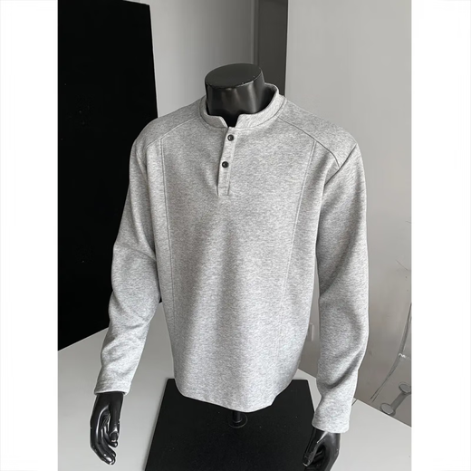 American Henry Collar Sweatshirt Men's Winter Trendy Brand Heavy 380g Casual Loose High Street Polo Shirt Men's White XL