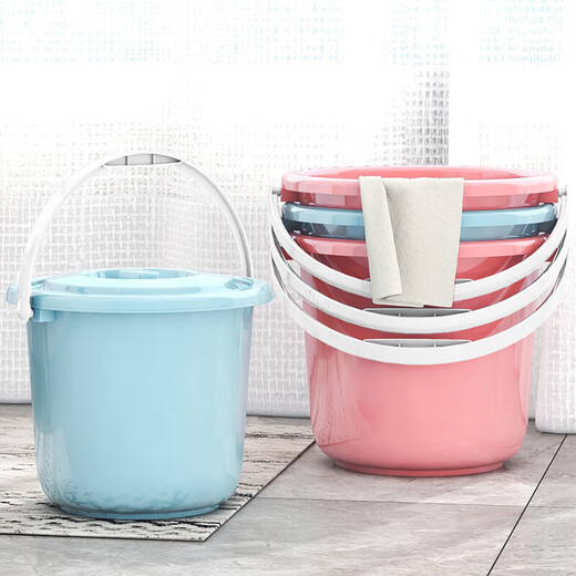 Car wash bucket household plastic bucket with lid children's small bucket art painting water storage bucket blue 3.5L bucket + lid