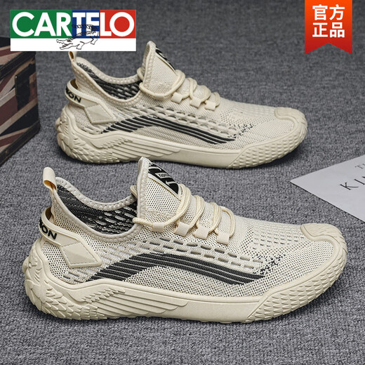 Cartelo Summer Souhable Chaussures pour hommes minces Mesh volant sport tendance à la mode décontractée Chaussures pour hommes et Evergrande Mesh Chaussures Trendy Chaussures 9893 Gray 42