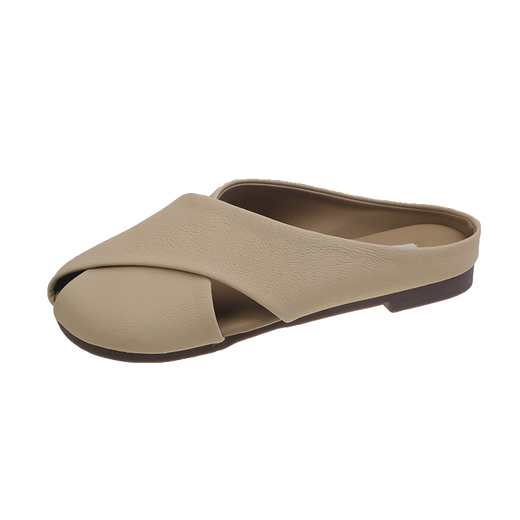 Belle treten auf faule Menschen Kopfschuhe für Frauen im Sommer tragen Mode 2025 Neue Stil Schwangerer Frauen Anti-Rutsch-Flachströme französische Sandalen Fischschuhe Aprikosen Farbe Sandalen Frauen 2025 Neue Stil 35 Sandalen Frauen 2025 Neue Stil