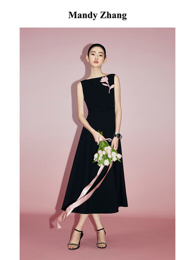 
Mandy Zhang Tulip Haute Couture Series Pink acetic acid dress for women with one-length high-end dress for women Elegant Pink Gift cloth belt M