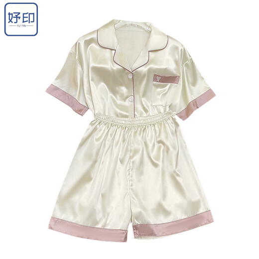 YUYIN Año Nuevo Año Nuevo Pajamas de seda de hielo de seda para mujeres Summer Style Sumly puede set de ropa para el hogar al aire libre Spring and Summer Light Amarillo #YX-9214 M [75-98] Jin [Jin equivale a 0.5 kg]