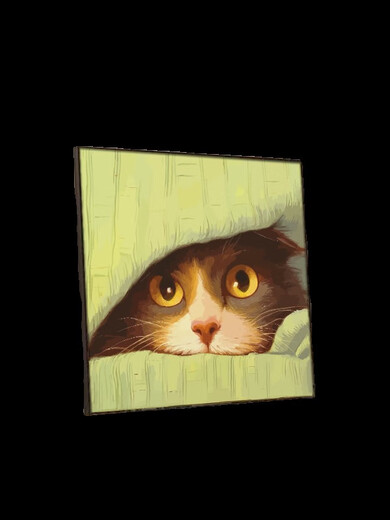 可爱猫咪diy填充儿童涂色2024新款小尺寸手绘油彩装饰画 hy12805 70*70cm加厚实木内框+装饰外框