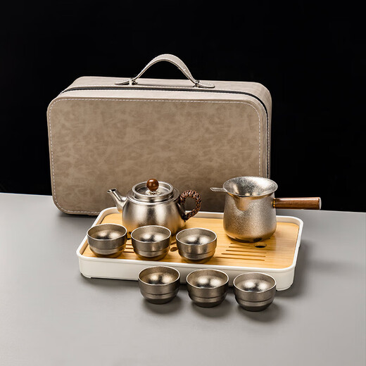 Jiaqi pure titanium tea set complete set outdoor teapot tea making set office gift portable tea set complete set tea making set